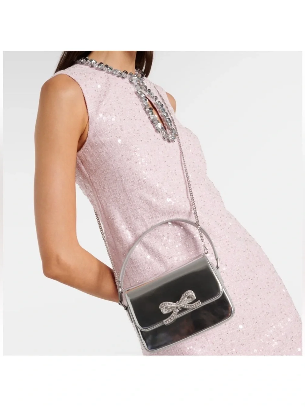 Self portrait Silver Bow-Accent Top-Handle Bag - Picture 5 of 5